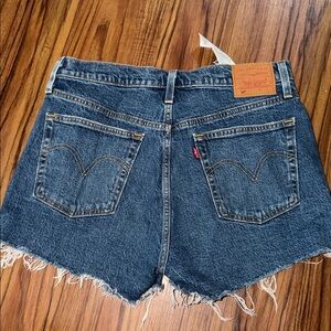 Levi's Blue High-Rise Denim Cutoff Shorts